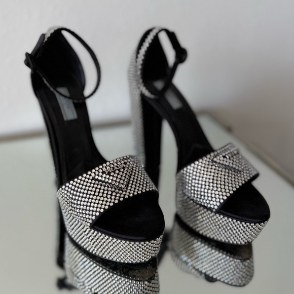 EUC PRADA Embellished satin platform sandals $2,100 39 - Picture 8 of 17